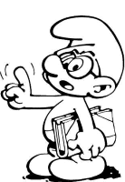 A coloring page of the smurfs